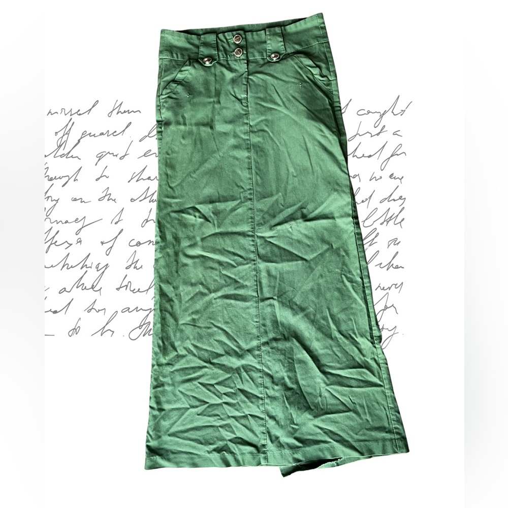 Button-Front Green Maxi Skirt